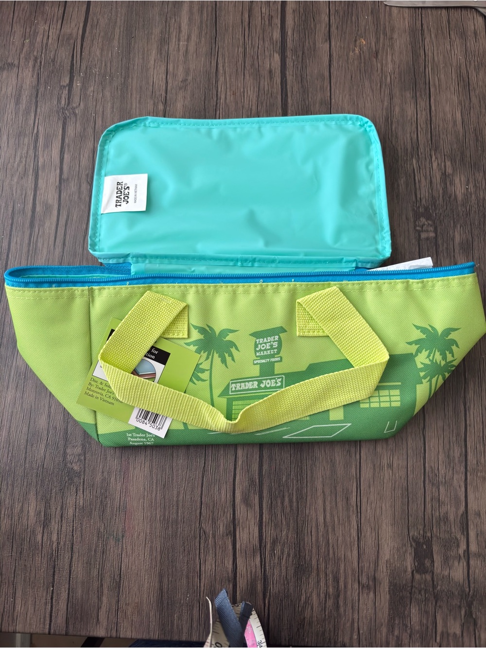 Trader Joe's Insulated Green Teal Mini Reusable Shopping Bag 10x6x6 in, 1 Gallon